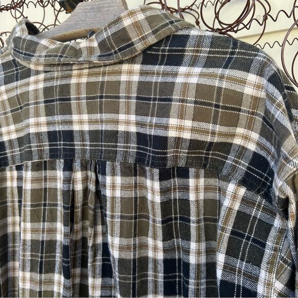 Carhartt green gray plaid flannel long sleeve flannel button down shirt 2XL TALL - Picture 3 of 5